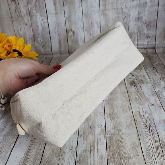 Burberry Cream Canvas Embossed Logo Makeup Pouch - Picture 4 of 7